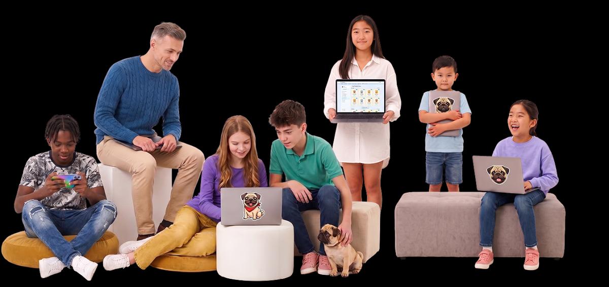 Students learning with StudyPug on laptops