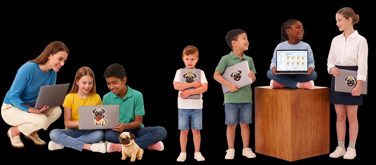 Students learning with StudyPug on laptops