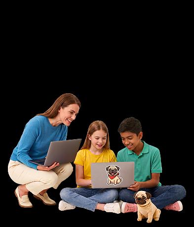 Students learning with StudyPug on laptops