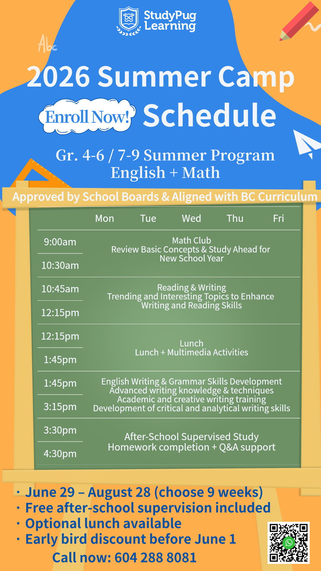 Summer Academic Camp: G4-G9 (Junior Group G4/G5/G6 · Senior Group G7/G8/G9)