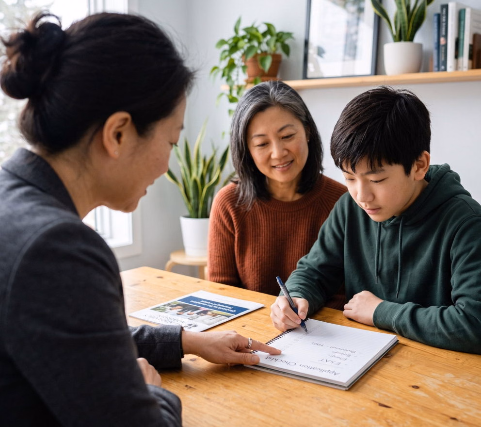 Private school applications — school selection, SSAT and interviews, on one timeline