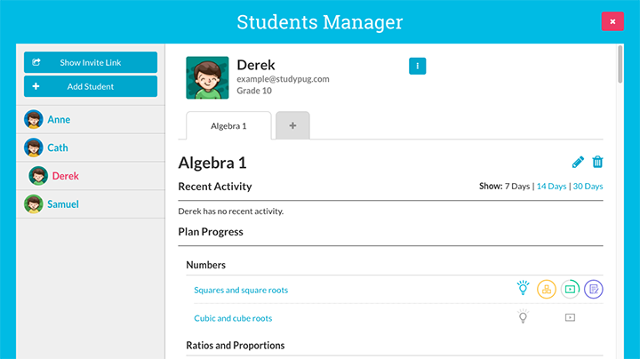 screenshot of StudyPug interface